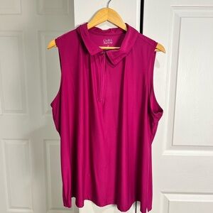 Croft & Barrow Women’s Quarter Zip Sleeveless Collard Top Pink 2X Golf Casual